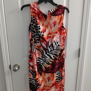 Connected Apparel Black Sleeveless Midi Dress with multi patterns Size 10